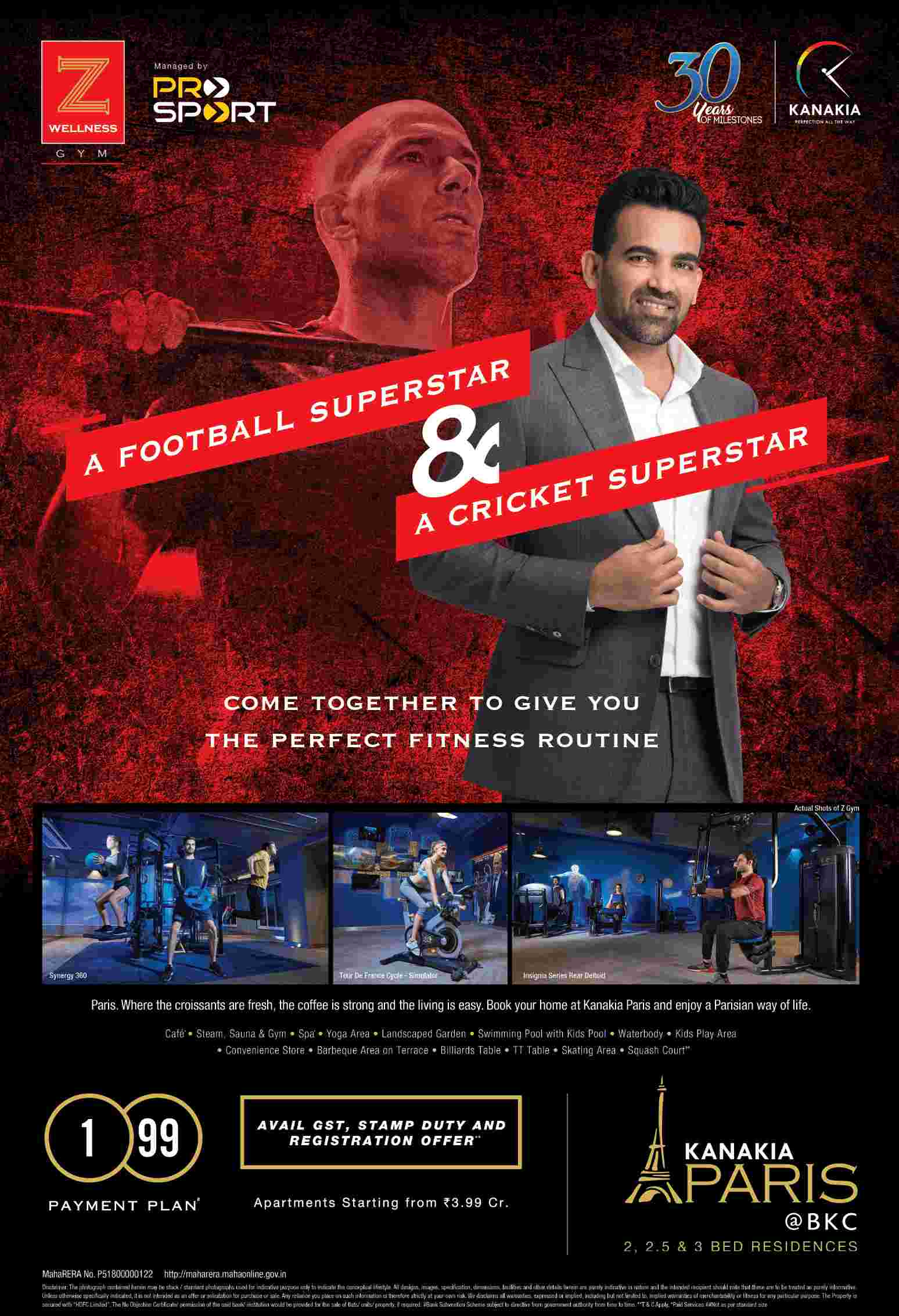Get the perfect fitness routine by a football & cricket superstar at Kanakia Paris in Mumbai Update